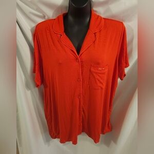 Skims Short Sleeve Button Up Sleep Top Ruby Large (Top Only) ST-SST-4758W